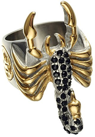PAURO Herren Edelstahl Schwarz Cz Diamant Gothic Skorpion Ring Gold Und Silber Größe 68