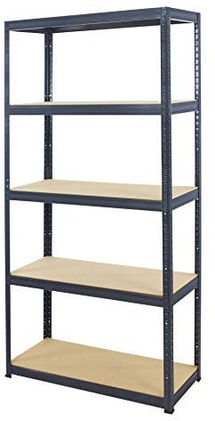 MODO24 Metallregal Steck- Werkstatt- Lager- Schwerlastregal Helios 180x120x35 cm VERZINKT oder viele Farben Tragkraft bis 400 Kg je Boden (HxBxT: 180x120x35cm, 5 Böden, 275 kg pro Boden, grau/grau)