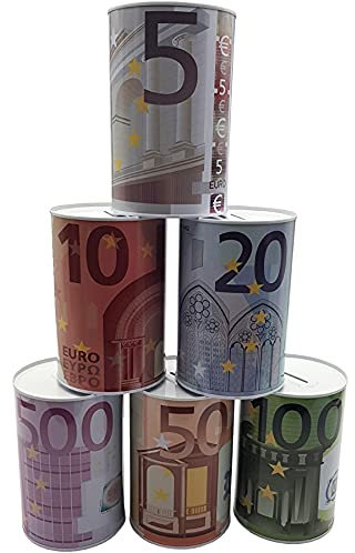 VANI Spardose Metallspardose Metall Eurospardose Euro Geldspardose Sparschwein 10 x 15cm (3X)
