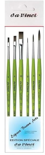 da Vinci 6 Synthetik Pinsel,3 pcs Série 373 rund,0,4,8 und Serie 374 Synthetikhaar-Flachpinsel,4, 6,10.