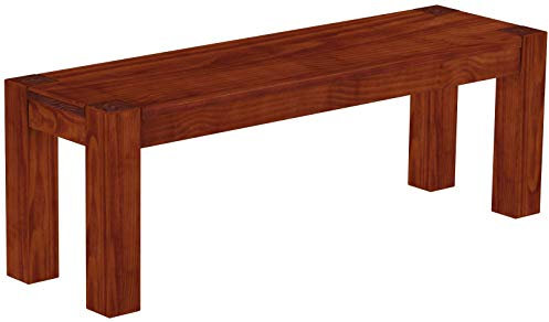 Sitzbank 130 cm Rio Kanto Mahagoni Pinie Massivholz Esszimmerbank Küchenbank Holzbank - Größe und Farbe wählbar Brasilmöbel