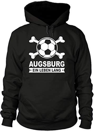 shirtloge - Augsburg - EIN Leben Lang - Fan Kapuzenpullover - Schwarz - Größe L