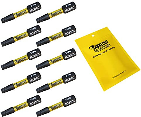 10 x SabreCut SCTX3032_10 32mm T30 TX30 Magnetic Impact Screwdriver Driver Bits Set Torx Heavy Duty