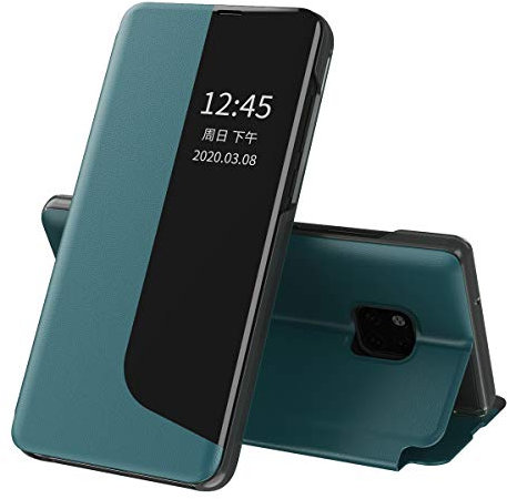 Eabhulie Hülle für Huawei Mate 20 Pro, Smart View Fenster Flip Stand Cover PU Leder Schutzhülle für Huawei Mate 20 Pro Grün