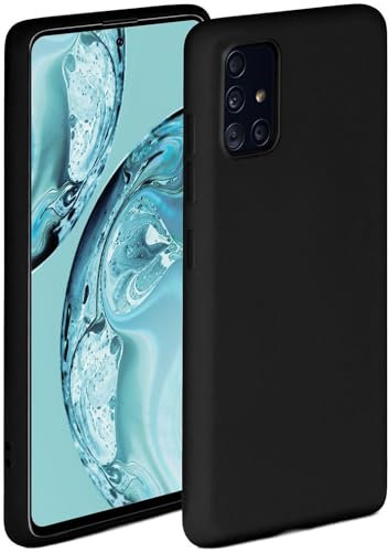 ONEFLOW Soft Case für Samsung Galaxy A51 Hülle aus Silikon mit Kameraschutz, Silikonhülle mit erhöhtem Schutz fürs Display, Backcover Schutzhülle, weiche Handyhülle, Schwarz