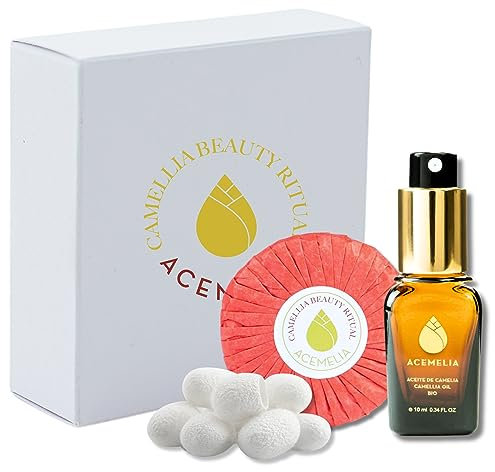 Pack Essential de Belleza con Aceite de Camelia | Ritual SAHO Japonés - Limpieza e Hidratación | Jabón Facial y Capullos de Seda Incluidos | Kit Belleza Facial | Regalos Originales para Mujer