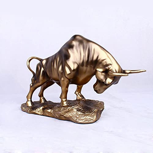 Stierharzdekoration Tierskulptur, chinesische Stierstatuen-Skulptur, altmodische Wohnzimmerdekorationsstatue, Feng Shui-Glücksbulle, geeignet für Weinschrank, Büro, Kunstgeschenk (38*23cm, C)