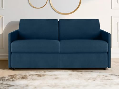 Vente-unique Schlafsofa 3-Sitzer - Liegefläche: 140 cm - Matratzenhöhe: 22 cm - Stoff - Dunkelblau - CALIFE