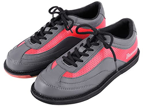 FJJLOVE Mens Bowling Shoes, Synthetic Leather Bowling Trainers Unisex Breathable Lace Up Bowls Shoes,Black,7.5 UK