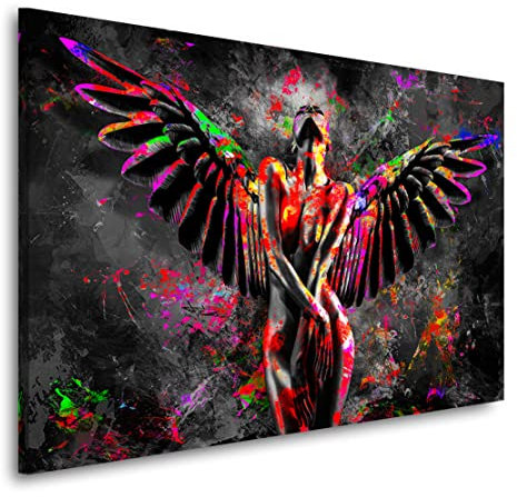 Kunstgestalten24 Leinwandbild Sensual Angel Pop Art Wandbild Kunstdruck Schlafzimmer Deko XXL