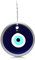 MYSTIC JEWELS Kristall gegen den bösen Blick, blau und weiß, großes türkisches Auge, ca. 12 cm, mit Loch, Glücksbringer zum Aufhängen an der Wand (Silber)