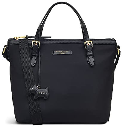 Radley London Montague Street Handtasche mit Reißverschluss für Damen, hergestellt aus recyceltem Nylon, mit zwei Haltegriffen und Reißverschluss, Schwarz , M