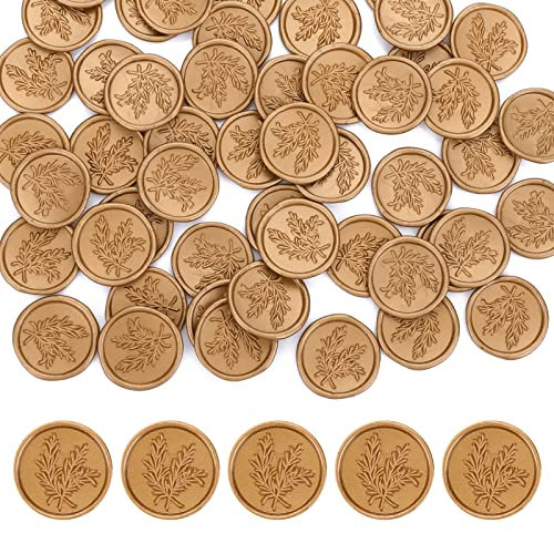 Grevosea 50 Stück Wachssiegel Selbstklebend Sticker, Umschlagaufkleber Siegelaufkleber Vintage Geprägte Gold Klebende Wachs Siegel Aufkleber für Hochzeit Umschläge Einladungen Geburtstag Party