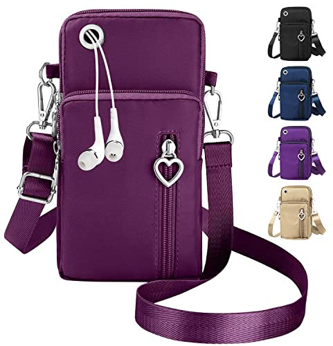QXRXN Handytasche mit Geldbörse zum Umhängen Damen, Stoff Handytasche zum Umhängen Handy Umhängetasche Schultertasche Crossbody Tasche Geschenke für Frauen zum Geburtstag Weihnachten Klein Beige