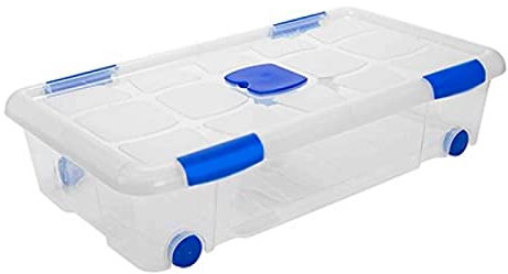 AC - Caja de ordenación de plástico Transparente N.º 11. Contenedor para almacenar Juguetes, Libros, Ropa, Mantas. Capacidad 30 litros. Dimensiones Aprox.: 73,2 x 41,2 x 17 cm