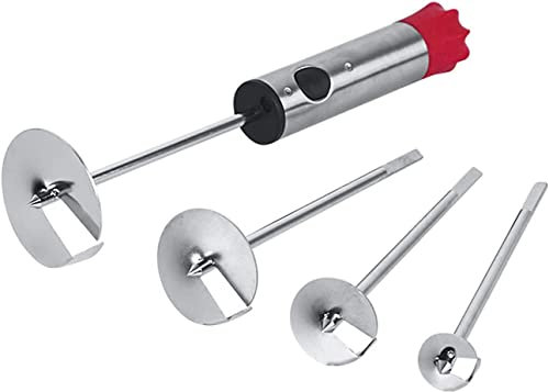 Stainless Steel Vegetable Drill Fruit Corer and Veggie Spiralizer Ergonomic Handle with 4 Sizes Veggie Drill Bit for Core and Hollow Out Zucchini, Potatoes, Carrot, Apple (Silver)