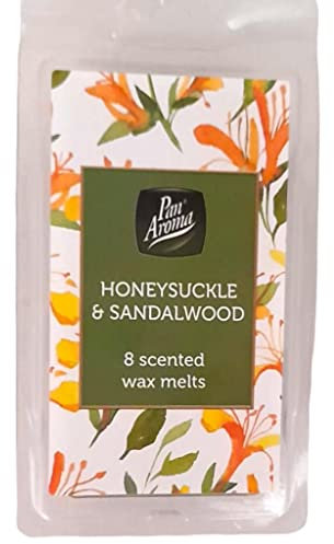 Pan Aroma Tea Light 8 Scented Wax Melts | Scented Wax Melts Decorated Home | Wax Cubes Candle Melts Pack Air Freshener Candle Wax | Scent Sandalwood & Honeysuckle | Pack of 1