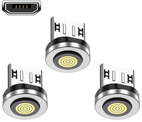 Krsende Micro USB Adapter [3 Stück], Micro USB Staubschutz Verbinder für Ladeanschluss, Micro USB magnetisches stecker für Magnet Ladekabel 7Pin Magnetladekabel