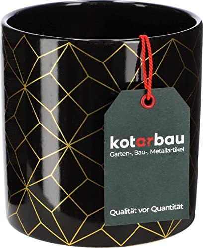 KOTARBAU® Pot de Fleurs décoratif en céramique Noir/doré Ø 12 cm