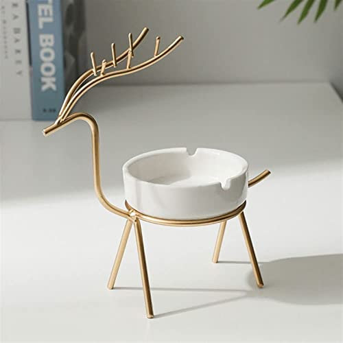 TATSEN Cendrier Céramique Cendrier Faon Porte-Cigarette en Forme De U Facile À Nettoyer Imperméable Et Durable Convient Au Salon Et À L'usage Domestique 14CmOr (Color : Gold)