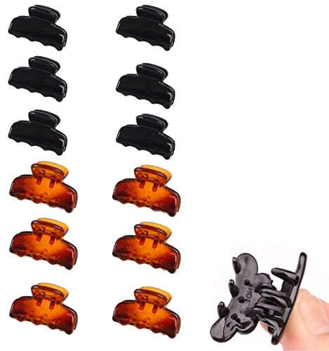 LICHUAN 12 Pezzi Clip Capelli Donna Artiglio Capelli Clip Artigli Per piccolo Dimensioni Plastica Clip Molto Adatto lo Styling Dei Capelli -2,8cm/pc (Marrone,Nero)