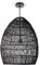 Paco Home Pendelleuchte Wohnzimmer Boho Korbleuchten Pendellampe Rattan Hängeleuchte Esszimmer Lampe Papier E27, Lampenart:Pendelleuchte - Typ 3, Farbe:Schwarz (Ø55 cm)
