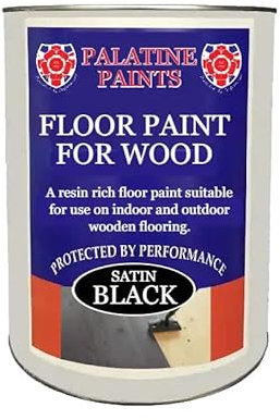 Floor Paint for Wood - Solid Satin Finish, Interior and Exterior, Hard Wearing (Black, 5 Litre)