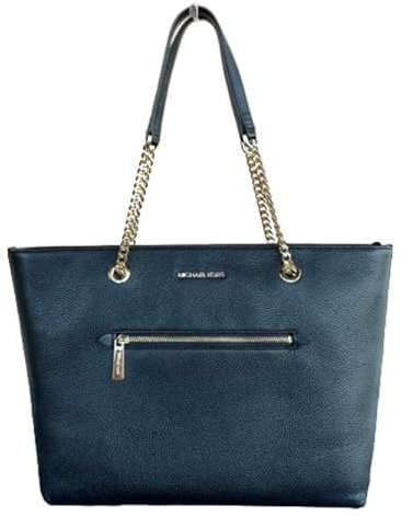 Michael Kors Jet Set Item Medium Front Pocket Chain Tote Bag Purse (Black), Schwarz