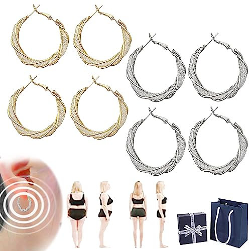 Kiramy Lymphaktivitäts-Creolen, Halolux Lymphatic Germanium-Ohrringe, Lymphvity-Magnettherapie-Ohrringe, Atheniz Magnetology Lymphvity Germanium-Ohrringe (4Pair-Colors)