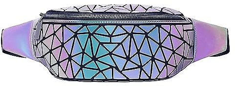 Bauchtaschen Mode Damen Gürteltasche geometrische leuchtende holografische reflektierende Hüfttasche für Party Festival, Sport, Outdoor Travel
