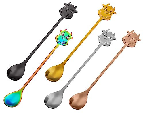 jojofuny 5st Dessertlöffel Kuhlöffel Goldene Teelöffel Eis Schaufeln Und Löffeln Dekorativer Löffel Kaffeeservice Für 12 Personen Zuckerlöffel Eierlöffel Rostfreier Stahl Besteck Tragbar