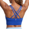 CRZ YOGA Damen Strappy Longline Sport BH - Ohne Bügel Gepolstert Sports Bra Yoga Workout Fitness Crop Top Wellen Blau 42