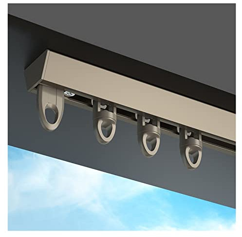 Kommerzielles Deckenvorhang-Geländer-Schienensystem in V-Form, robuste Aluminium-Raumteiler-Gardinenstangen für Balkon, Büro, Schlafzimmer (Farbe: #2, Größe: 1,52 m/5 Fuß)