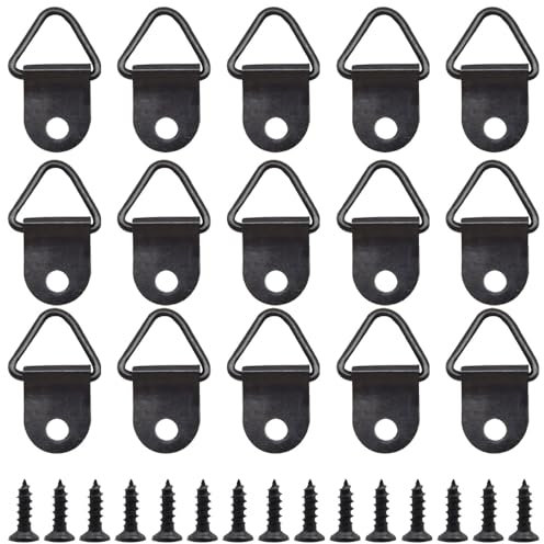 Ruidee 100 Pezzi Ganci per Cornici Cornice con Gancio a Triangolo Ganci Appendi Quadri con Viti Attaccaglie D Anelli Cornice per Foto Appendere Ganci (SJG/Black)