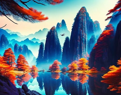 Meechi Leinwandbild, Poster, Bilder, ohne Rahmen, China, Huangshan-Gebirge, 50 x 70 cm