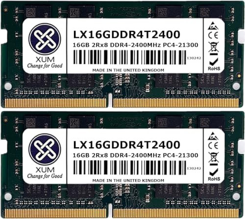 XUM 32GB Laptop Memory RAM DDR4 2400MHz PC4-19200 SODIMM Non-ECC Unbuffered Hynix IC 1.2V 2rx8 Dual Rank 260 Pin CL17 Notebook Laptop Memory Upgrade Module Made in the UK (2x16GB KIT)