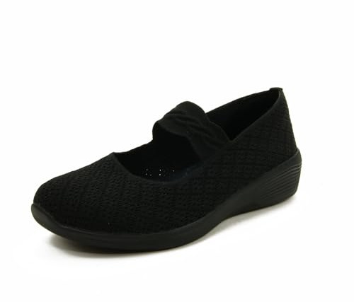 Skechers Stretch Fit 158565 Arya That's Sweet Black Ballerines de Sport pour Femme en Tissu Noir, Noir, 44 UK