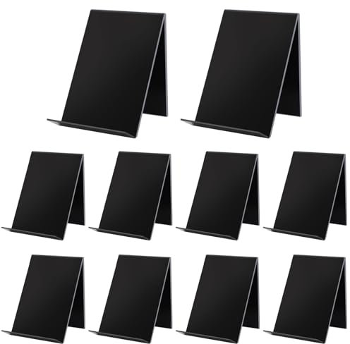 SWAWIS 10 Pièces Support Livre Acrylique Présentoir Livre Presentoir 13 x 11,5 x 10 cm Chevalet livre Transparent Porte livre Présentoir pour Magazine Brochures Carte de Menus, Noir