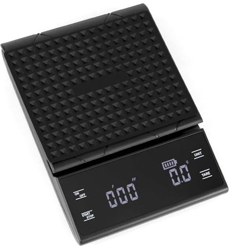QWORK® Multifunktional Digital Kaffeewaage Küchenwaage mit Timer - 0,1 g Präzise Messung - Max. Gewicht 3 Kg