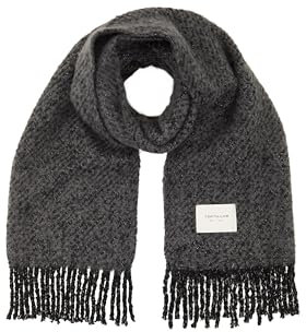 TOM TAILOR Damen Schal mit Fransen, 14482 - Deep Black, ONESIZE