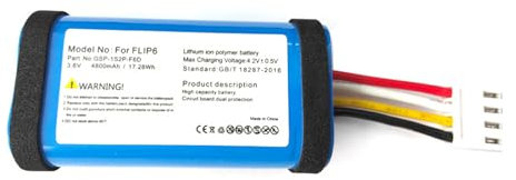 Fayerkar Batterie au lithium (3,6 V 4800 Ah) compatible avec batterie audio Bluetooth JBL Flip 6