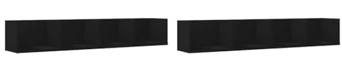 vidaXL Wandschrank 2 STK., Wandregal mit Stauraum, Hängeregal Bücherregal für Wohnzimmer, Schweberegal Regal TV Schrank, Schwarz Holzwerkstoff