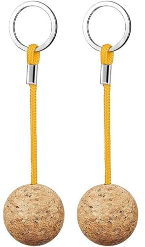 SEA GEAR Schwimmender Schlüsselanhänger aus Kork - extra schwimmfähig - 2 Stück - für Boot, Segeln, SUP, Schwimmen (Gelb)