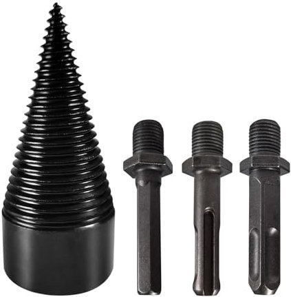 Umelee Punta Conica Spaccalegna, 42mm Punta Spaccalegna per Trapano con 3 Alberi di Perforazione, Spaccalegna a Cono di Vite, Cono per Trapano per Spaccalegna, Trapano Elettrico, Taglialegna