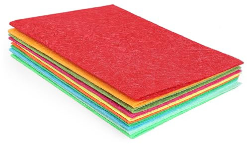 Jeffdad 10 Stück Filz zum Basteln, Farbig Filz Blätter 20 x 30 cm Bastelfilz 1mm Dick Filzstoff zum Nähen Weicher Vliesstoff Stoff Filzplatten Filzstoff Basteln für Nähprojekte DIY Handarbeit