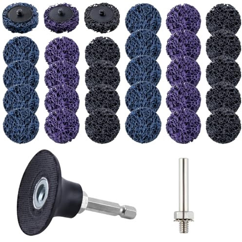 LEONTOOL 32 PCS Quick Change Easy Strip Discs for Drills, 2 Paint Stripper Wheel Disc with 1/4 Hex Shank, Poly Abrasive Wheel Die Grinder Attachments for Paint Coating Rust Welds Oxidation Removal