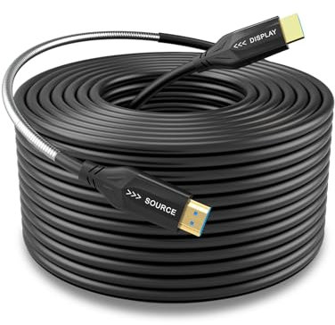 8K Fibre Optic Upgraded Outdoor Armored HDMI 2.1 Cable 100ft,Ultra High Speed 48 Gbps, 8K@60Hz 4K@120Hz Dolby Dynamic HDR eARC,Compatible with PS5/Xbox/LG Samsung Sony TV/Blu-ray/Monitor/Projector