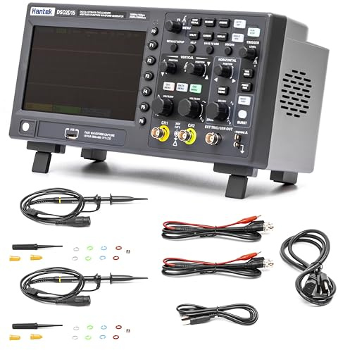 Hantek Oscilloscopio 3 in 1 Funzioni 150MHz Bandwdith Oscillografo Desktop Multimetro Digitale con 25MHz Generatore di forme d'onda arbitrarie (2+1CH/150MHz/DSO2D15)