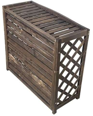 CZAOERXB Outdoor Privacy Screen Louvered Air Conditioner Fence Wooden Radiator Cover For Outside Unit Plant Decorative Shelf Shutters (Size : Medium)