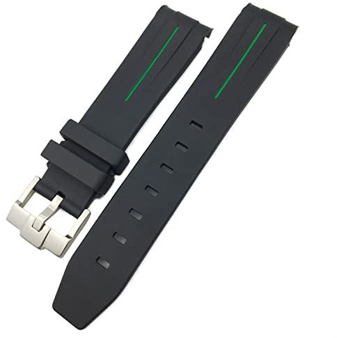 BKUANE Silikon-Armband für Rolex Submariner Hulk GMT Milgauss Yacht Master Deepsea, 19 mm, 20 mm, 21 mm, 22 mm, 21mm Silver buckle, Achat